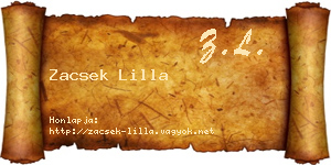 Zacsek Lilla névjegykártya